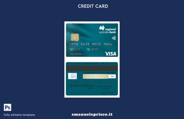 stile verificato Modello di carta di visto bancario regionale per l'Australia